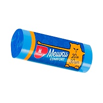 Мешки для мусора 20 л, синие, в рулоне 30 шт., ПНД, 8 мкм, 500х400 мм, Comfort, М0017 (МН 20-30с) в Ачинске