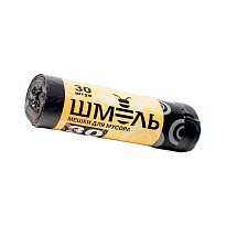 Мешки для мусора 30 л, черные, в рулоне 30 шт., ПНД, 7 мкм, 600х500 мм, ШМЕЛЬ, 4625 в Ачинске