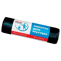 Мешки для мусора 160 л, черные, в рулоне 20 шт., ПВД, 30 мкм, 1200х870 мм, PACLAN Professional, 604082 в Ачинске