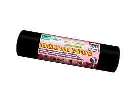 Мешки для мусора 180 л, ароматизированные, черные, в рулоне 10 шт., ПВД, 50 мкм, 1100х930 мм, EXTRA black, 18008301 в Ачинске