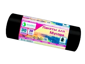 Мешки для мусора 30 л, черные, в рулоне 20 шт., ПНД, 7 мкм, 600х500 мм, MIRPACK Classik, 302040 в Ачинске