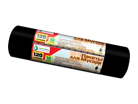 Мешки для мусора 120 л, черные, в рулоне 10 шт., ПНД, 12 мкм, 1100х700 мм, MIRPACK Classik, 1201011 в Ачинске