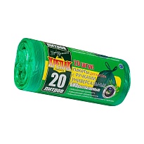 Мешки для мусора 20 л, биоразлагаемые, с ручками, черные, в рулоне 30 шт., ПНД, 10 мкм, 550х440 мм, Крепак, 4607075710047 в Ачинске