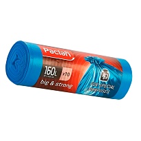 Мешки для мусора 160 л, синие, в рулоне 10 шт., ПВД, 21 мкм, 1200х870 мм, PACLAN Big&Strong, 604075 в Ачинске