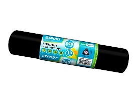Мешки для мусора 240 л, черные, в рулоне 10 шт., ПВД 80 мкм, 1300х930 мм, EXPORT, exp 24010167 в Ачинске