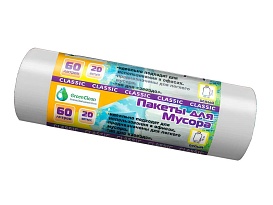 Мешки для мусора 60 л, белые, в рулоне 20 шт., ПНД, 7 мкм, 700х600 мм, MIRPACK Classik, 602052 в Ачинске