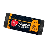 Мешки для мусора 35 л, с ушками, черные, в рулоне 30 шт., ПНД, 10 мкм, 655х500 мм, Comfort, М6064 в Ачинске