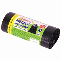 Мешки для мусора 30 л, черные, в рулоне 30 шт., ПНД, 7 мкм, 550х480 мм, Любаша, 608089 в Ачинске