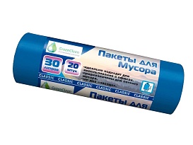Мешки для мусора 30 л, синие, в рулоне 20 шт., ПНД, 7 мкм, 600х500 мм, MIRPACK Classik, 302041 в Ачинске