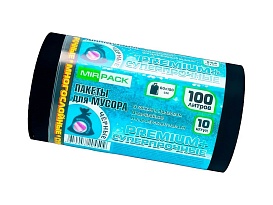 Мешки для мусора 100 л, черные, в рулоне 10 шт., ПВД, 70 мкм, 1000х600 мм, PREMIUM+, 1001076 в Ачинске